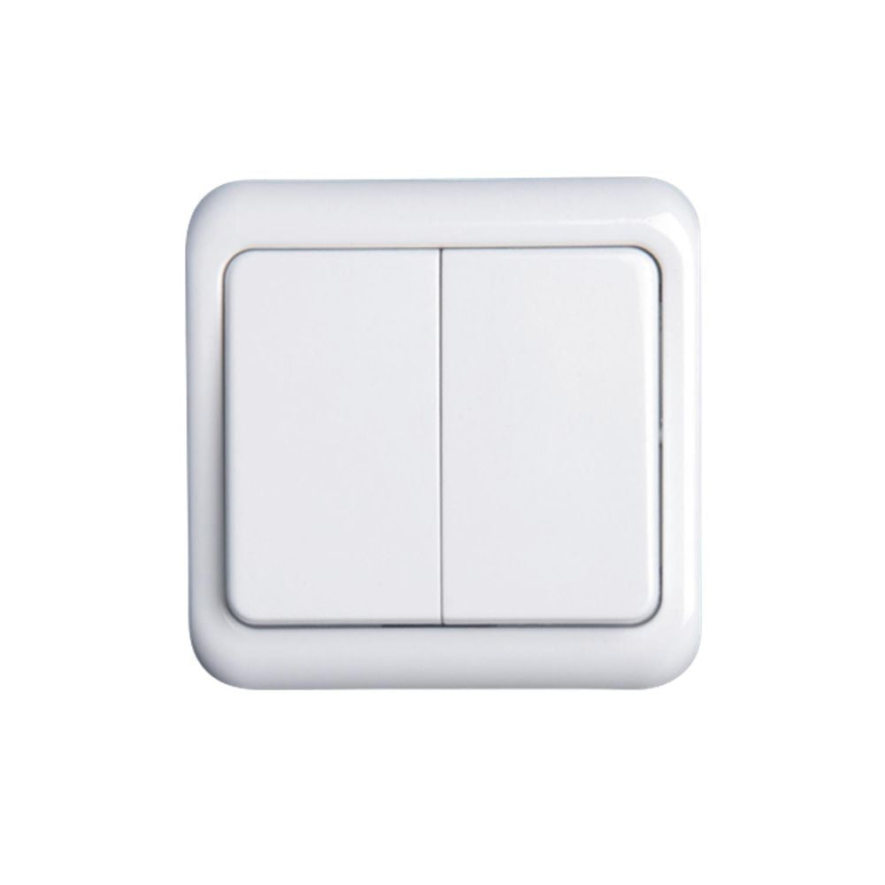 Tastschalter mit Wippen, 10 A, 250 V, weiß.