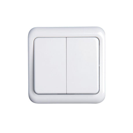 Tastschalter mit Wippen, 10 A, 250 V, weiß.