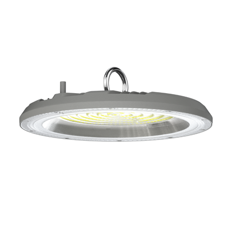 LED-HighBay, UFO, grau, 150 W, 15000 lm, CCT 3000-6500 K (warm-, neutral-, kaltweiß), IP65.