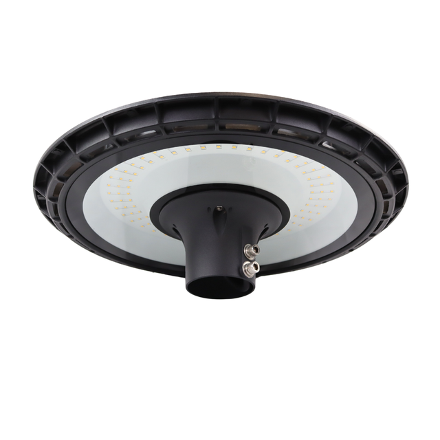 LED Straßenleuchte, rund, 120 W, 12000 lm, 3000 K (warmweiß), IP65, Parkanlage.