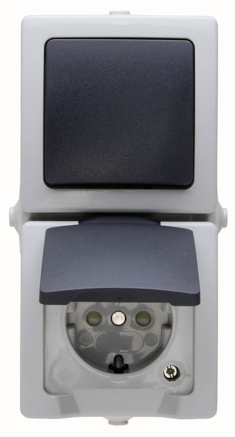 NAUTIC, Aus- Wechselschalter-Steckdosenkombination, AP, grau.