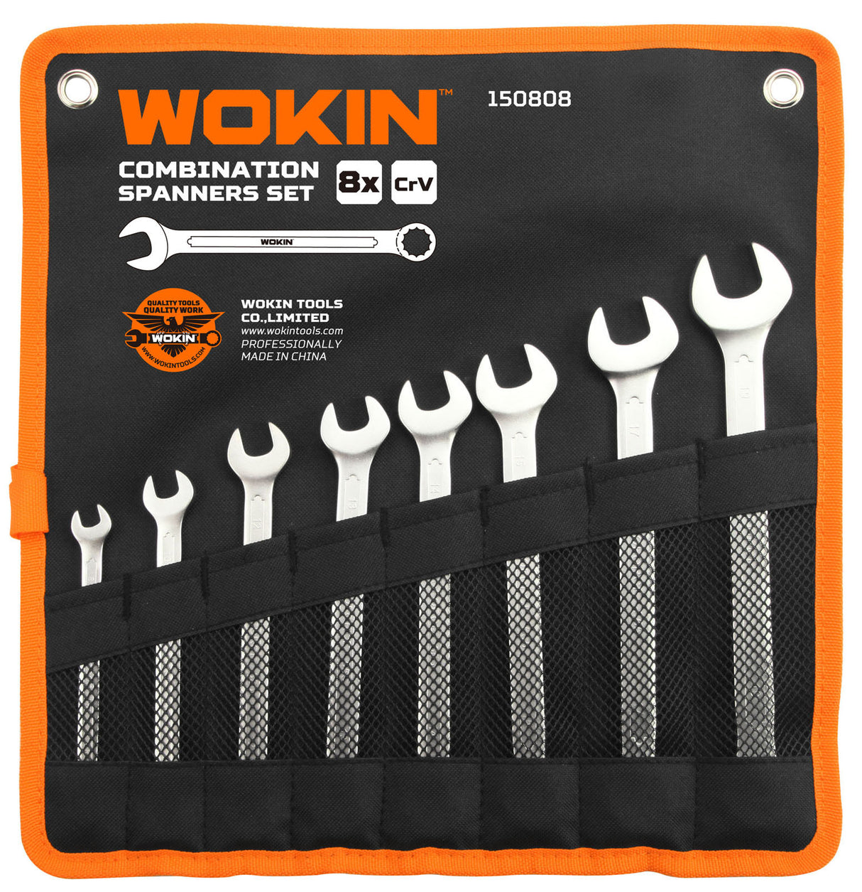 Ring-Maulschlüssel Set, 8-teilig, CrV, Tasche.