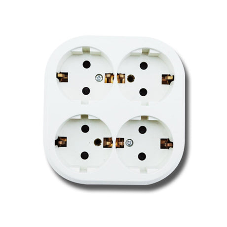 Vierfach-Schutzkontakt-Steckdose, 16 A, 250 V, weiß, AP.