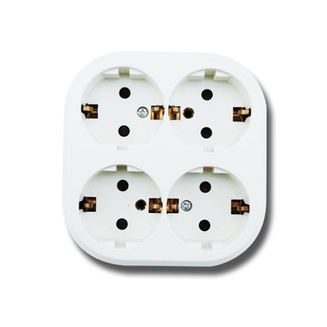 Vierfach-Schutzkontakt-Steckdose, 16 A, 250 V, weiß, AP.