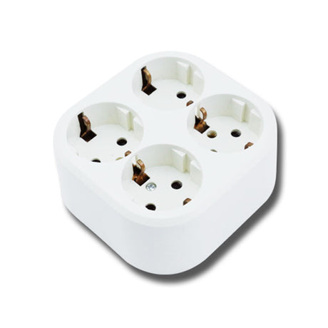 Vierfach-Schutzkontakt-Steckdose, 16 A, 250 V, weiß, AP.