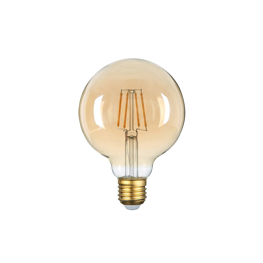 LED Filament Leuchtmittel, Vintage Lampe, G95, gold, E27, groß, Ø 95 mm, 4 W, 400 lm.