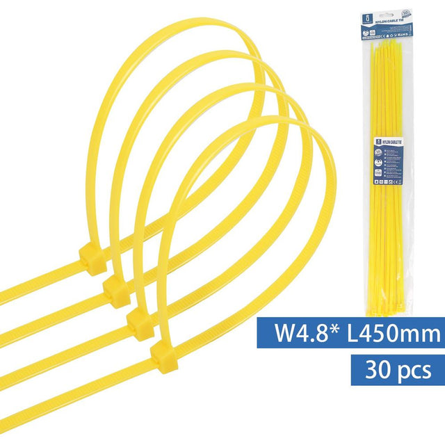 Kabelbinder, 30 Stk., 4,8 x 450 mm, gelb.