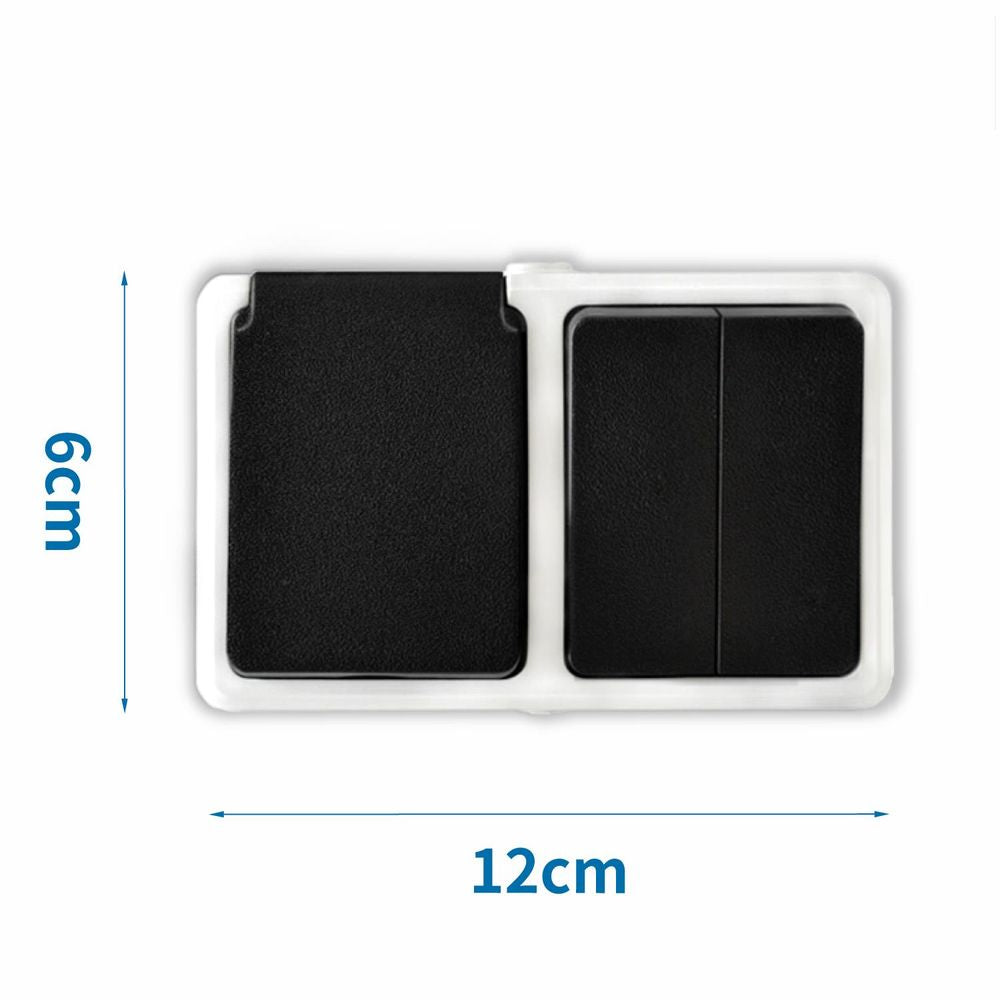 Schutzkontakt-Steckdose mit Schutzklappe und 2 x Aus - Wechselschalter, 16 A, 250 V, IP54, grau.