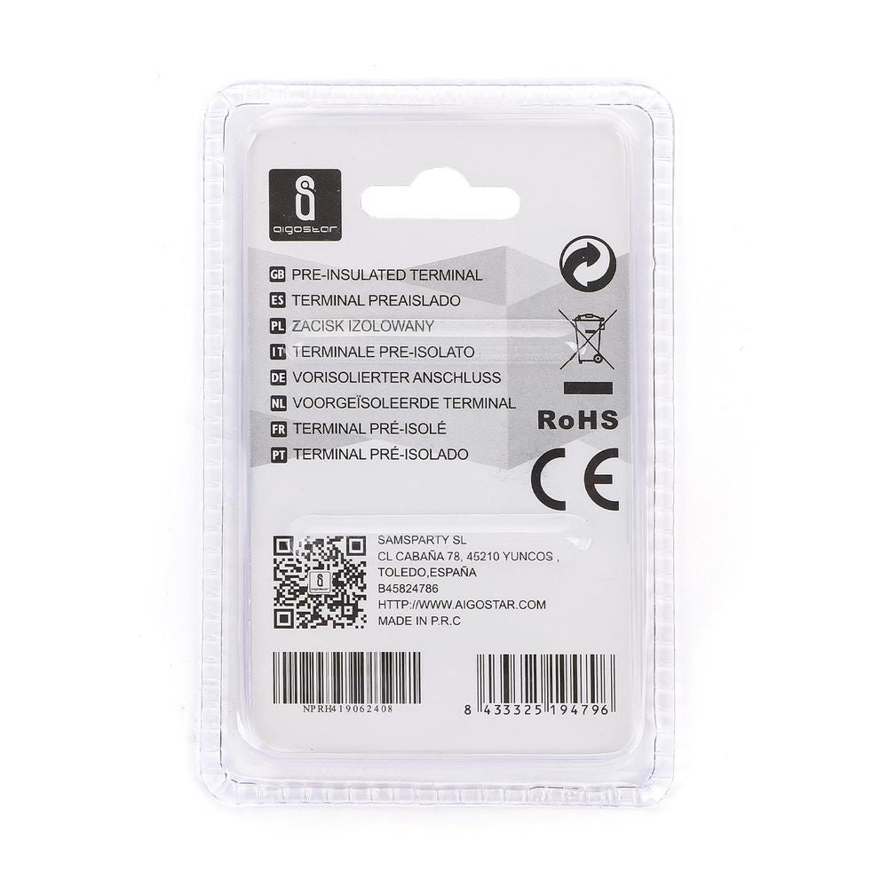 Gabel-Kabelschuhe, isoliert, 20 Stk., 2 - 6 mm², 21,7 x 10,5 x 4,9 mm, rot.