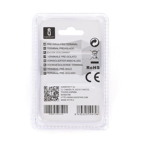 Gabel-Kabelschuhe, isoliert, 20 Stk., 2 - 6 mm², 21,7 x 10,5 x 4,9 mm, rot.