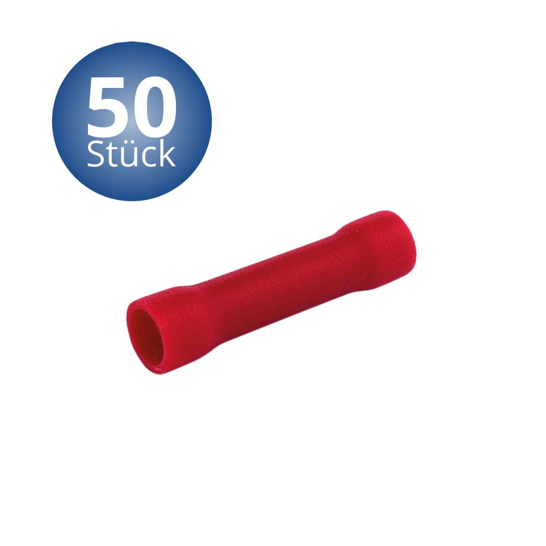 Stoßverbinder für 0,5-1,5 mm rot 50 Stück in Plastikbox.