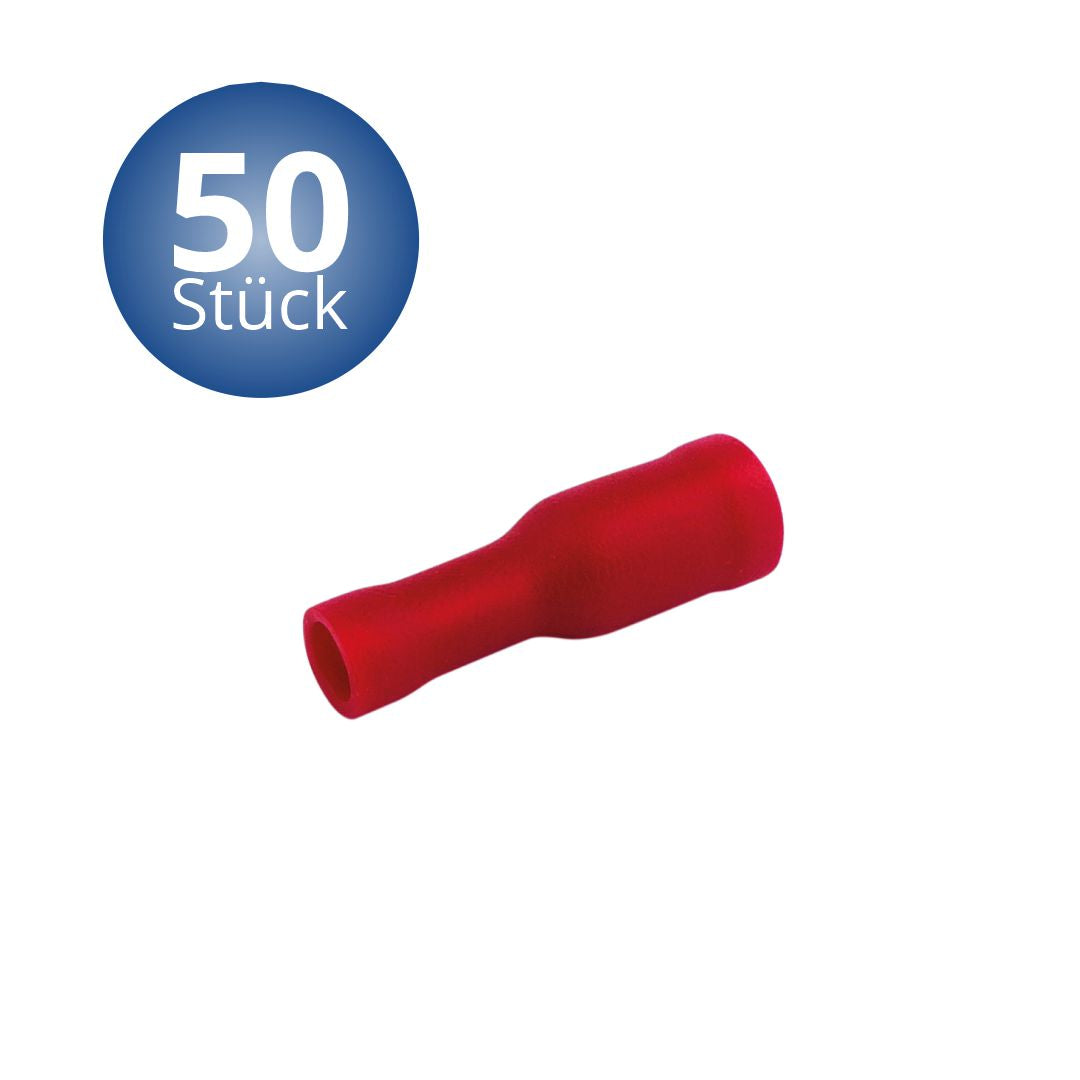 Rundsteckhülsen 0.5-1.5 mm 50 Stück rot in Plastikbox.