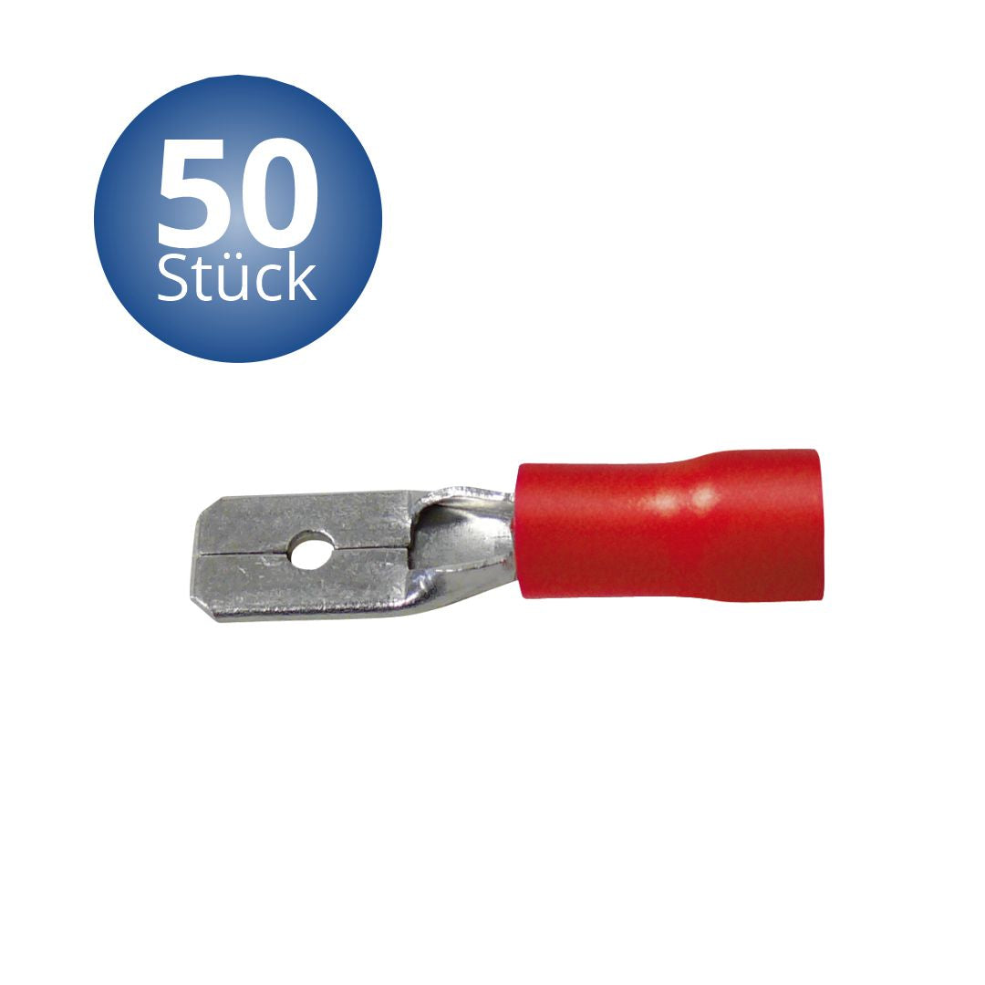 Flachstecker 0,8 x 4.75 mm 50 Stück Rot in Plastikbox.