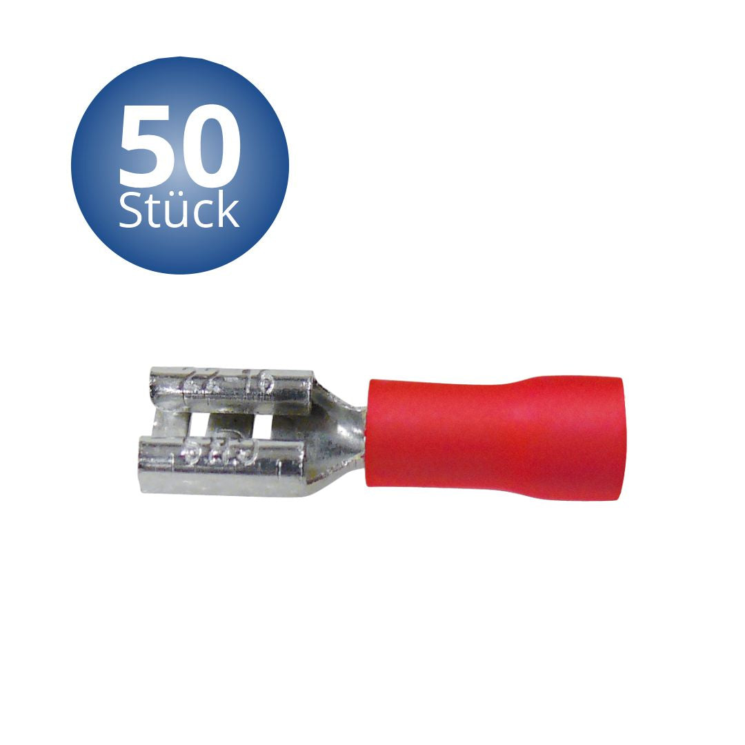 Flachsteckhülsen 0.8 x 4.75 50 Stück Rot in Plastikbox.