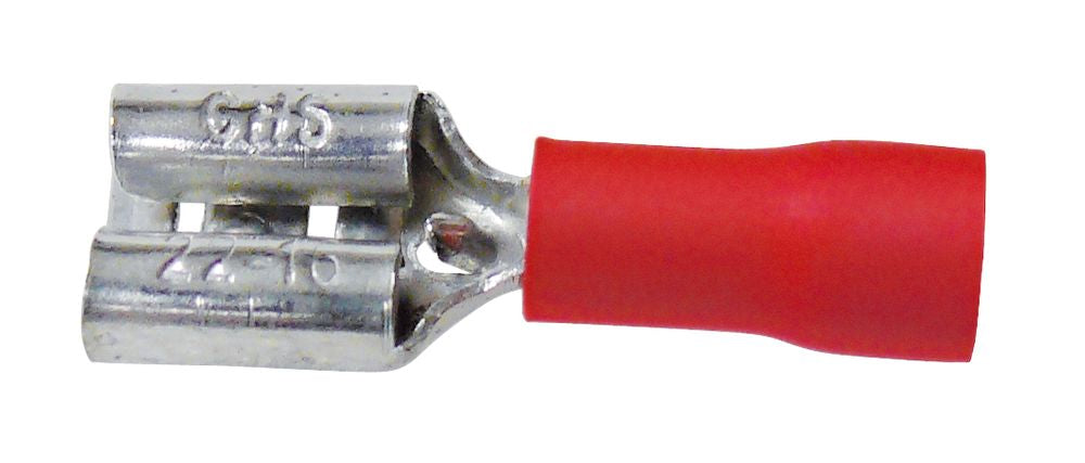 Flachsteckhülsen 0.8x6.35mm 50 Stück Rot in Plastikbox.