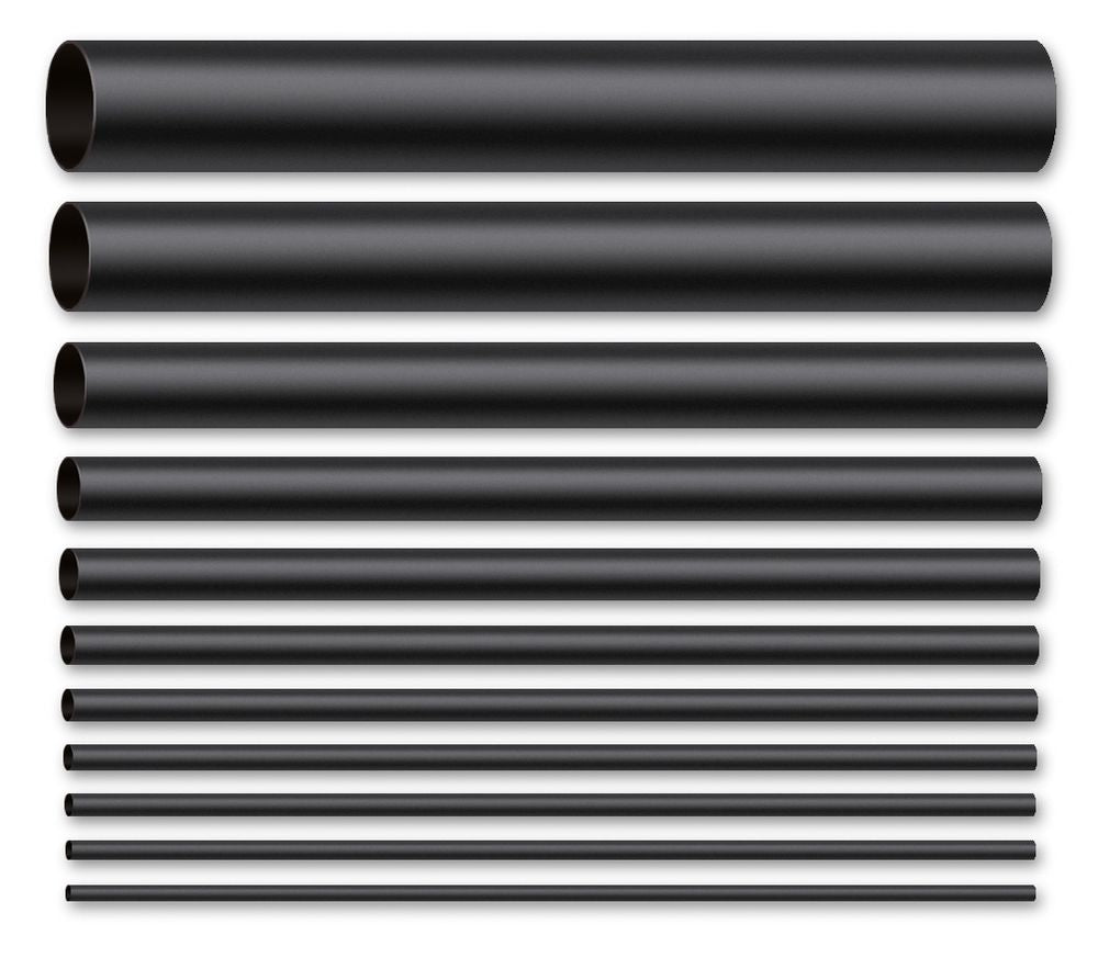 Schrumpfschlauch 2:1, 10 mm, Länge 1 m, schwarz.