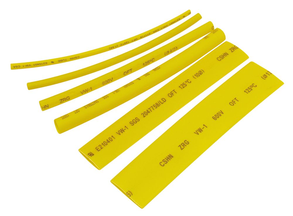 Schrumpfschlauch-Sortiment 100-teilig gelb, Box.