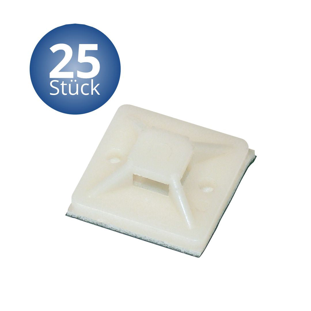 Klebesockel für Kabelbinder 30 x 30 mm Set aus 25 Stück.