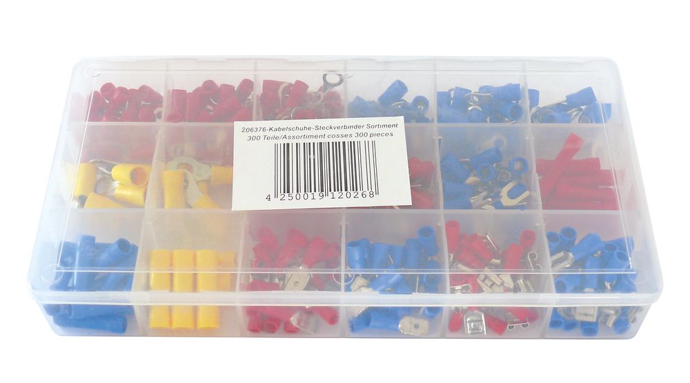 Kabelschuhe-Steckverbinder Sortiment, 300 Teile.