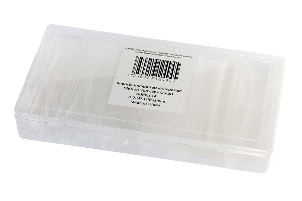 Schrumpfschlauch-Sortiment, 100-teilig, transparent.
