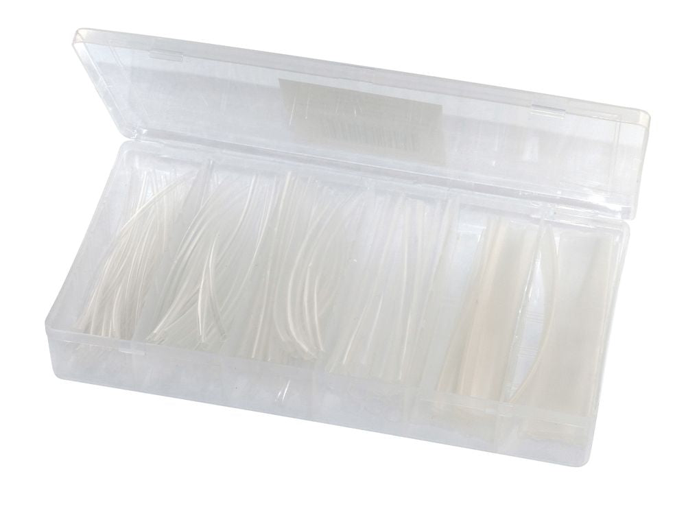 Schrumpfschlauch-Sortiment, 100-teilig, transparent.
