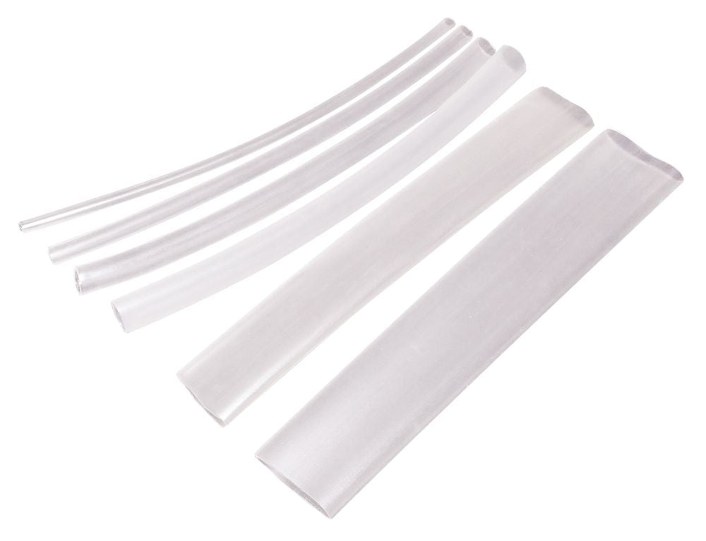 Schrumpfschlauch-Sortiment 100-teilig transparent in Sortimentstüte.