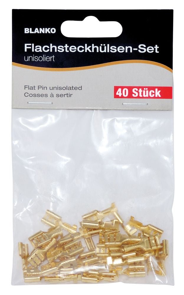 Flachsteckhülsen-Set unisoliert 40 Stück.