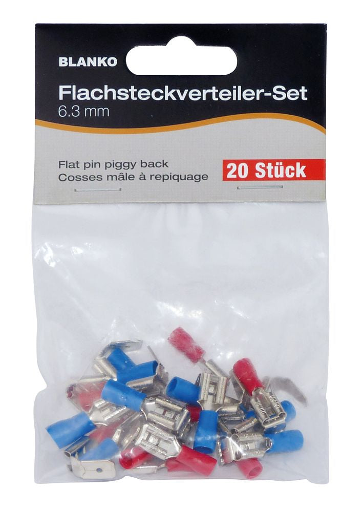 Flachsteckverteiler-Set 6.3 mm, 20 Stück.