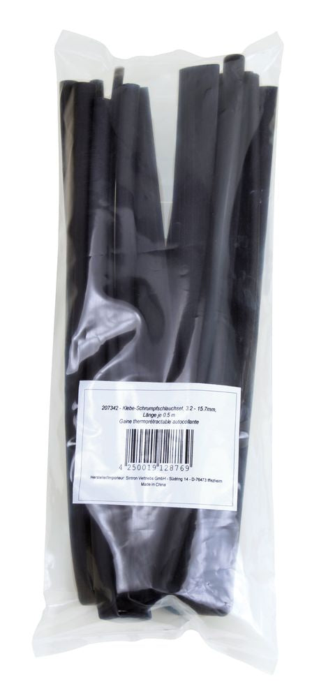 Klebe-Schrumpfschlauchset, 7 Größen, 3,2 - 15,7 mm, Länge je 0,5 m.