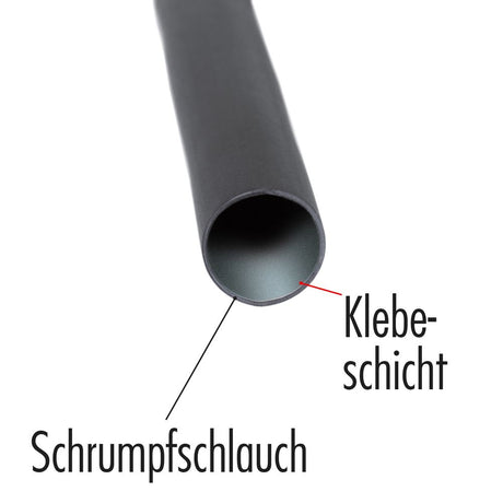 Klebe-Schrumpfschlauch 3:1, 9,5 mm, 1 m, Farbe schwarz, einzeln verpackt.