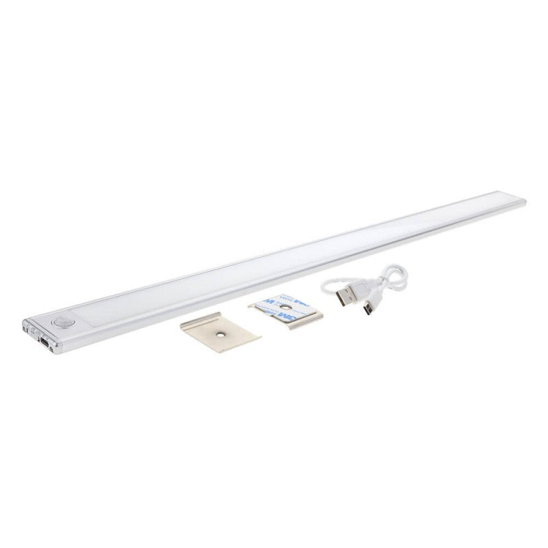 LED Schrankleuchte mit Bewegungsmelder, 3,5 W, 60 cm, 230 lm, 3000 K (warmweiß), silber.