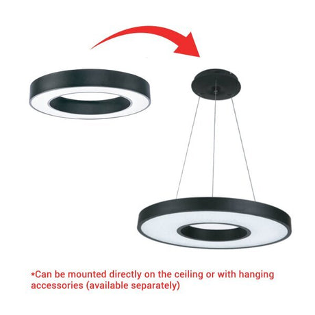 LED-Deckenleuchte, 36 W, 2700 lm, rund, schwarz, 2700 K.