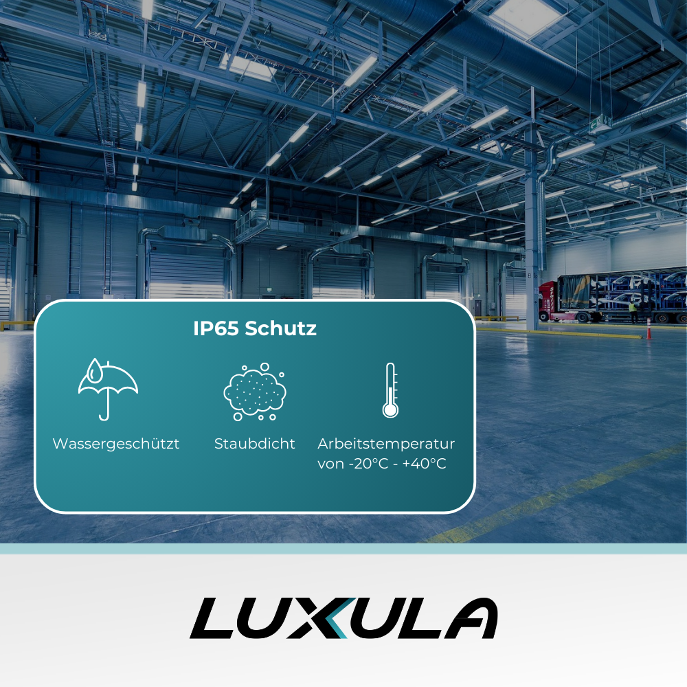 4er Pack LED-Hallenleuchte, linear, 200 W, 20000 lm, 4000 K (neutralweiß), IP65, schwarz.