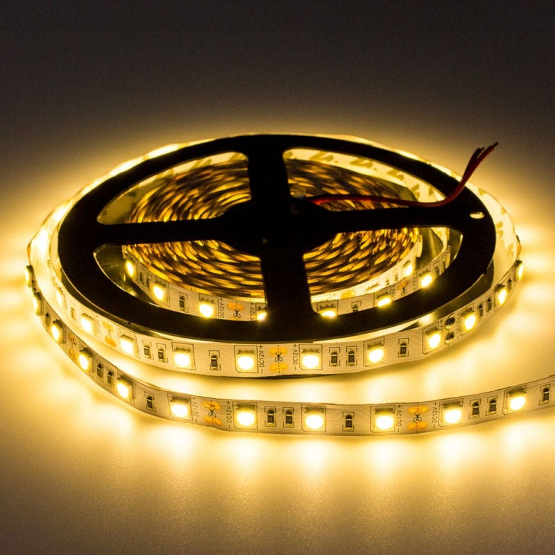 LED-Streifen, 72W, 12V, warmweiß, 60 LEDs/m, 5m, 10mm.