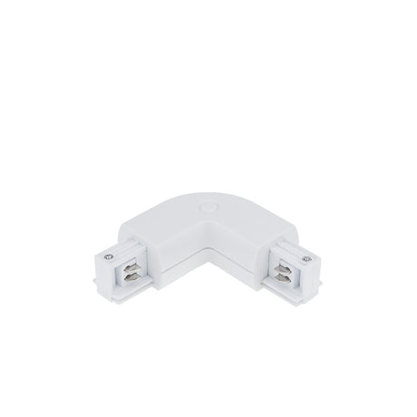 Eckverbinder mit Einspeisung für 3-Phasen-Schiene, L-Form, weiß.