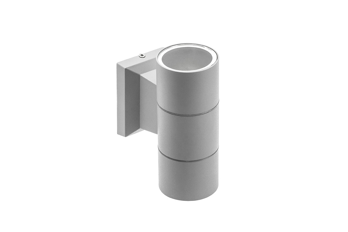 LED Außenwandleuchte MINI, 2xGU10, max. 2x10W, silber, IP54.