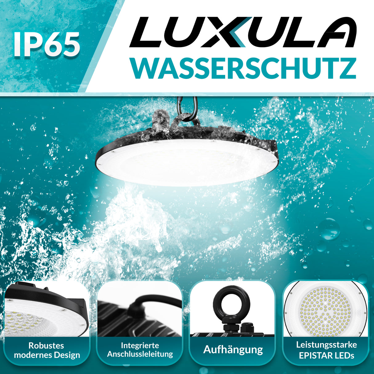 LED-HighBay, UFO, 150 W, 15000 lm, 5000 K (neutralweiß), IP65, EPISTAR.