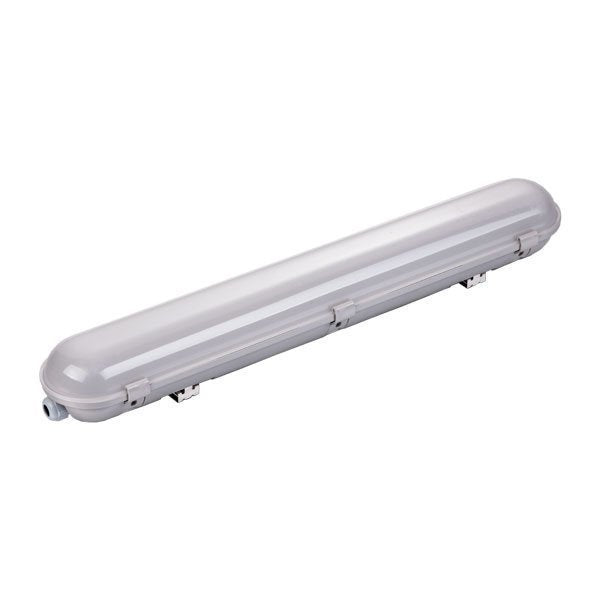 Sensor-LED-Wannenleuchte IP65, 150 cm, 55 W, 6000 K, rostfreie Clips, Steckerkabeldurchführung.