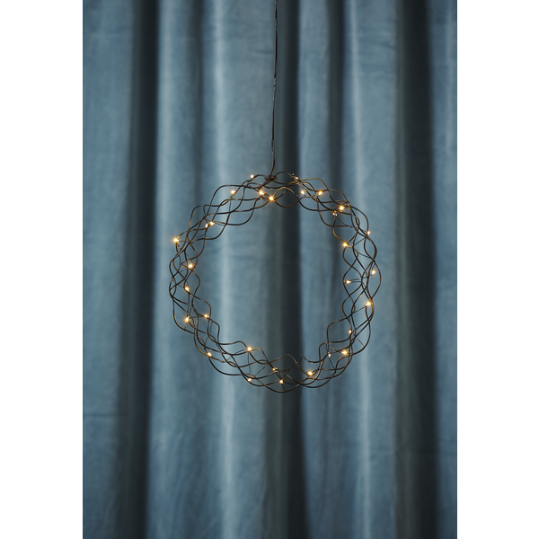 LED-Dekokranz "Curly", ca. 30 cm Ø, schwarz.