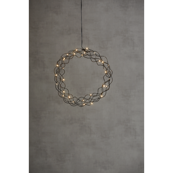 LED-Dekokranz "Curly", ca. 30 cm Ø, schwarz.