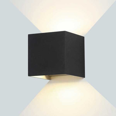 LED Außenwandleuchte, würfelförmig, schwarz, 6W, 4000K (neutralweiß).