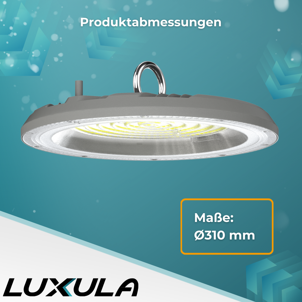 LED-HighBay, UFO, grau, 200 W, 20000 lm, CCT 3000-6500 K (warm-, neutral-, kaltweiß), IP65.