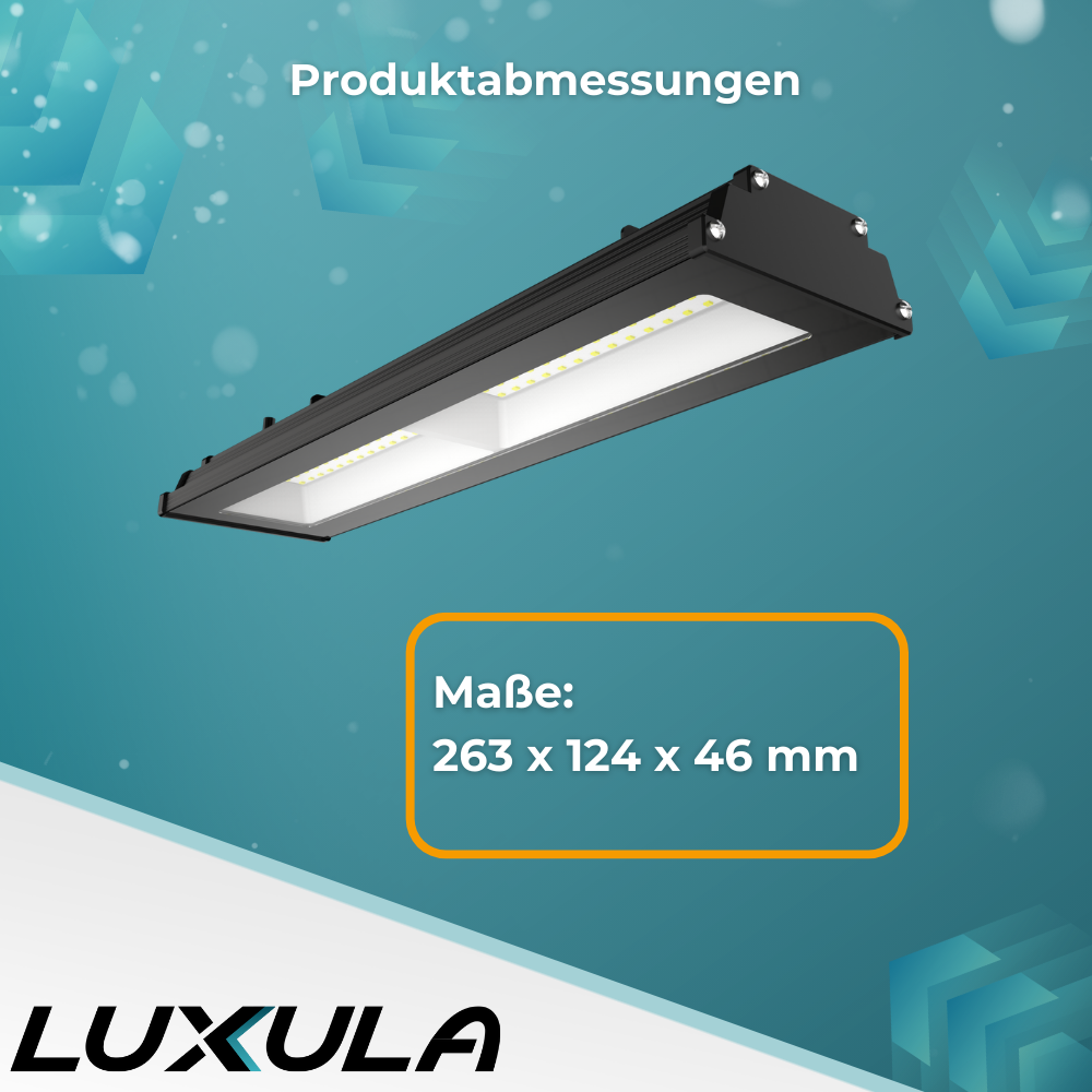 8er Pack LED-Hallenleuchte, linear, 50 W, 5000 lm, 4000 K (neutralweiß), IP65, schwarz.