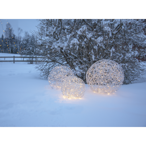 Wunderschöne Deko Lichterkugel in silber für den Innen-und Außenbereich, Ø 37,5 cm.