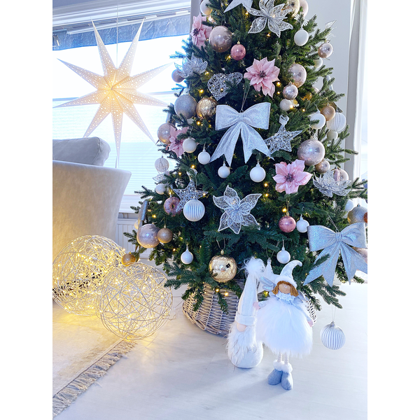 Wunderschöne Deko Lichterkugel in silber für den Innen-und Außenbereich, Ø 37,5 cm.