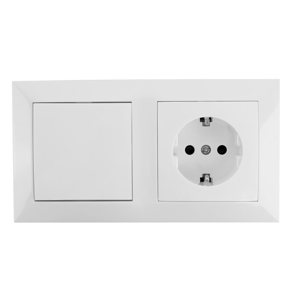 Schutzkontakt-Steckdose mit Ausschalter, 16 A, 250 V, weiß.