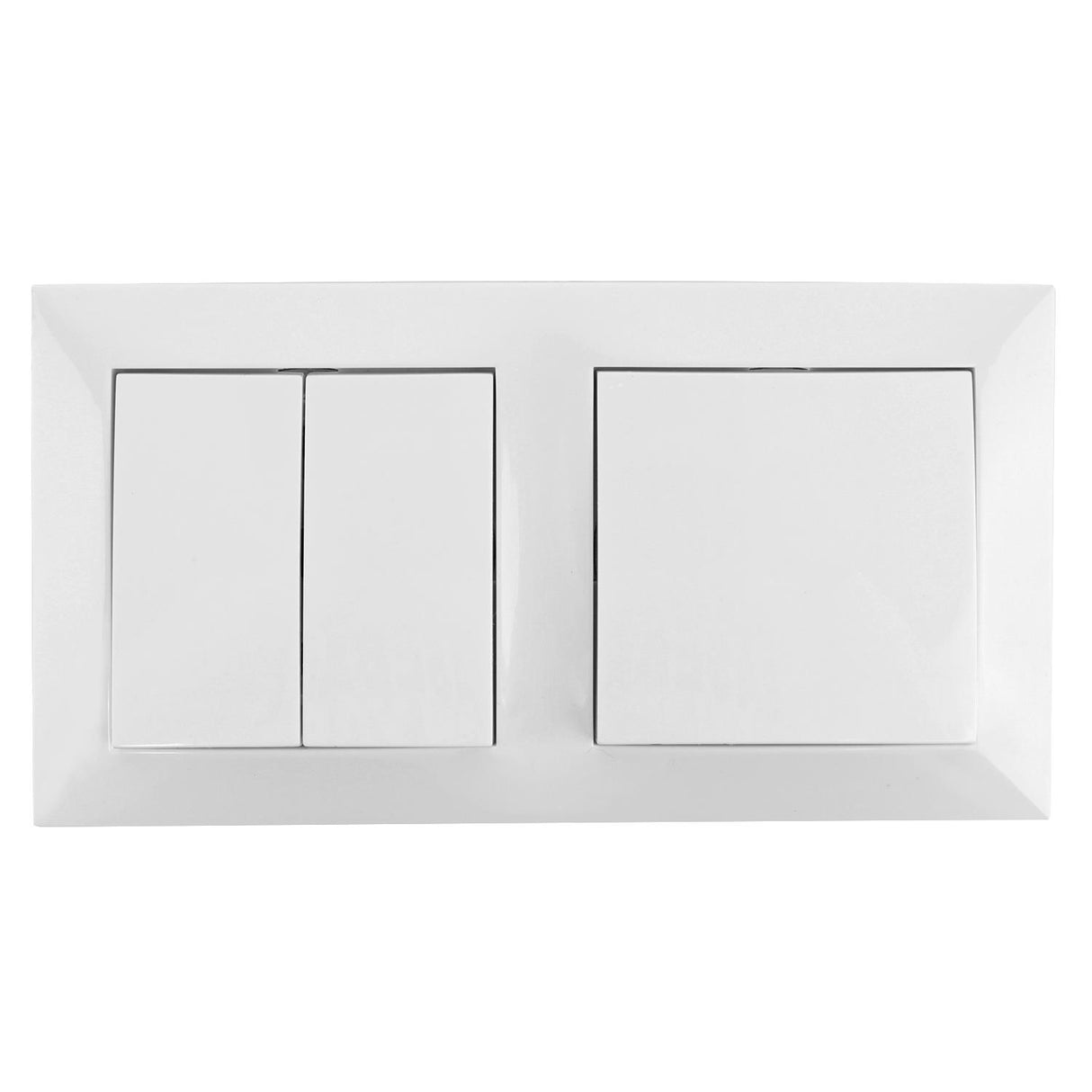 Wechselschalterkombination Zweifachwippe und Schalter, 10 A, 250 V, weiß.