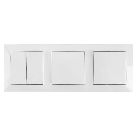 Wechselschalterkombination Zweifachwippe und 2 x Schalter, 10 A, 250 V, weiß.