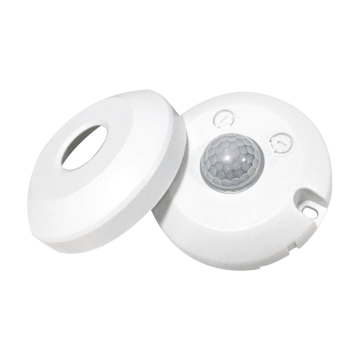 Infrarot-Bewegungsmelder, Ø 75 mm, 6 m, weiß.