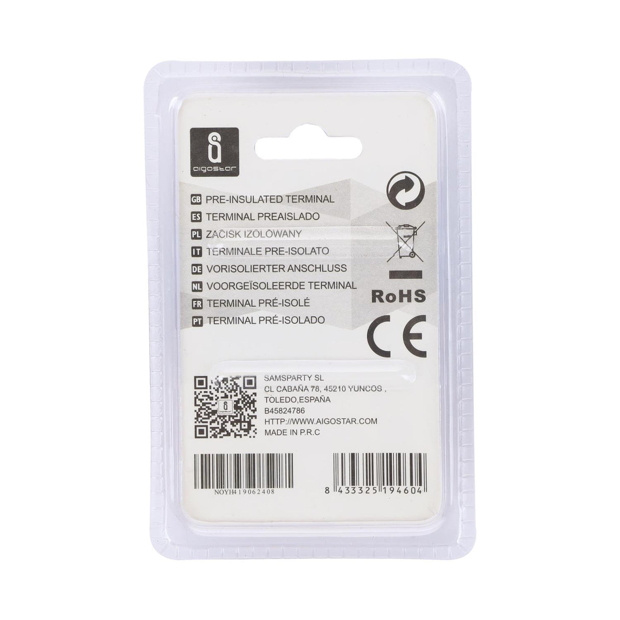 Rundsteckverbinder, isoliert, 20 Stk., 1,25 - 4 mm², 20 x 6,8 x 4,3 mm, gelb.